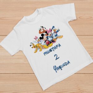Mickey ve Ailesi Kişiye Özel Baskılı Tişört