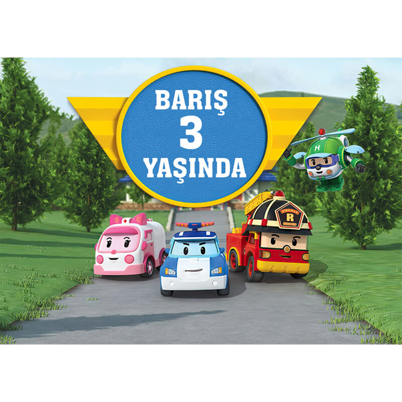 Robocar Poli Konsept Doğum Günü Afişi