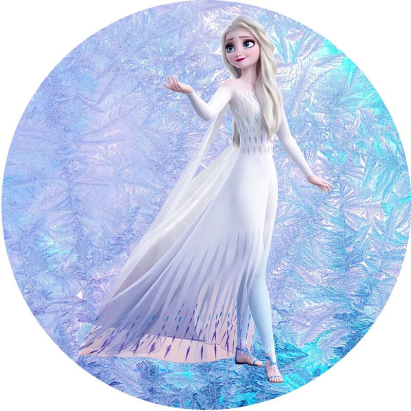 Frozen Elsa Temalı Yuvarlak Arka Fon Afiş