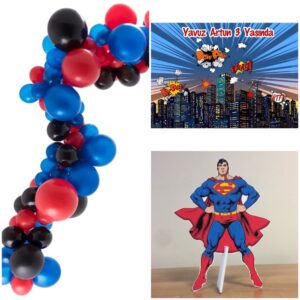 Superman Konsept Mini Butik Parti Seti - Zincir Balonlu