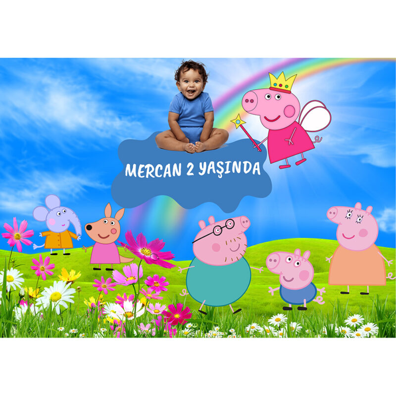 Peppa Pig Konsept Fotoğraflı Parti Afişi