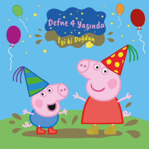 Peppa Pig Konsept Kare Doğum Günü Afişi