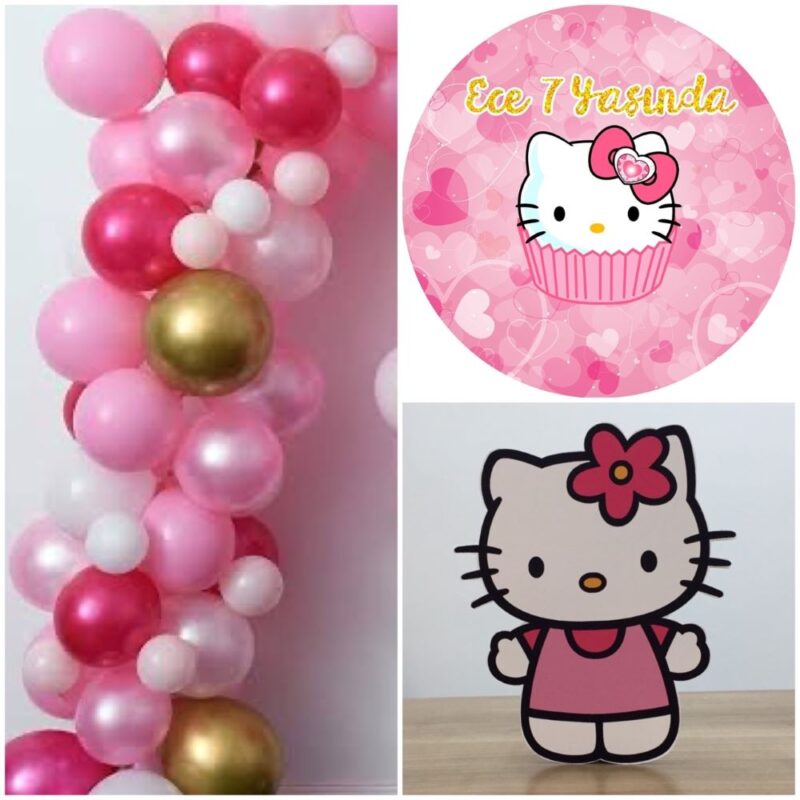 Hello Kitty Mini Butik Doğum Günü Seti – Zincir Balonlu