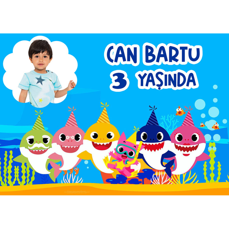 Baby Shark Konsept Fotoğraflı Parti Afişi