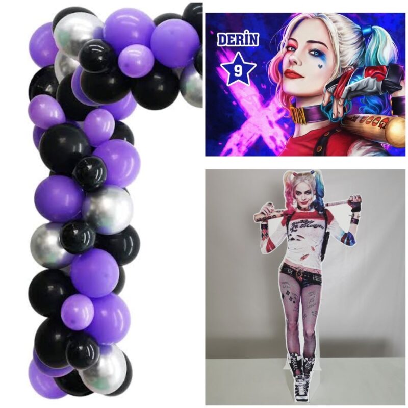 Harley Quinn Konsept Mini Butik Parti Seti – Zincir Balonlu