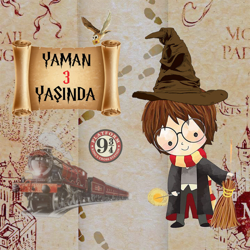 Harry Potter Temalı Kare Doğum Günü Afişi