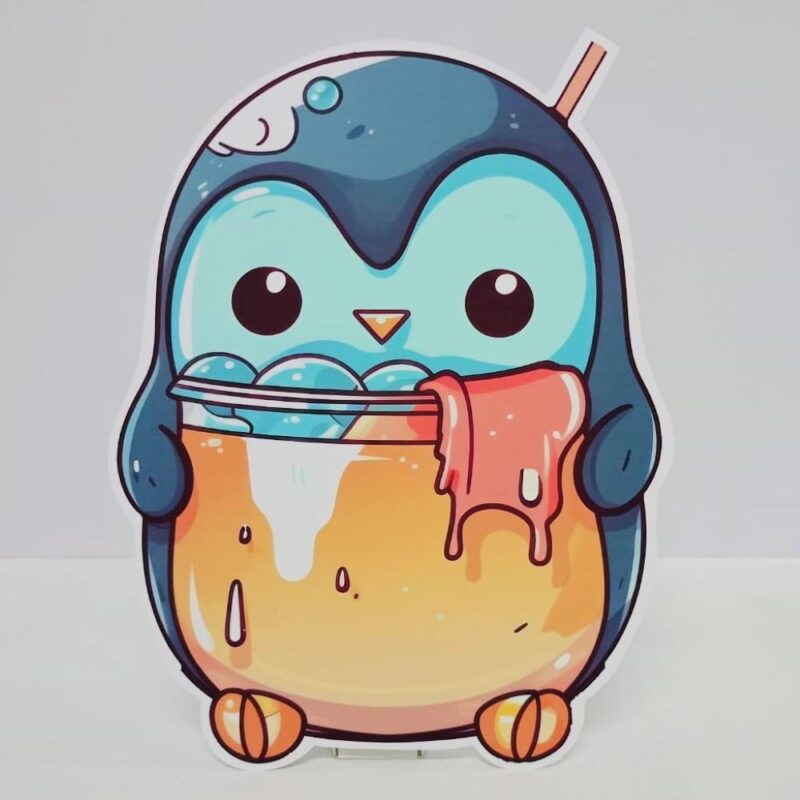 Penguenli Bubble Tea Konsept Doğum Günü Parti Maketi - Ayaklı