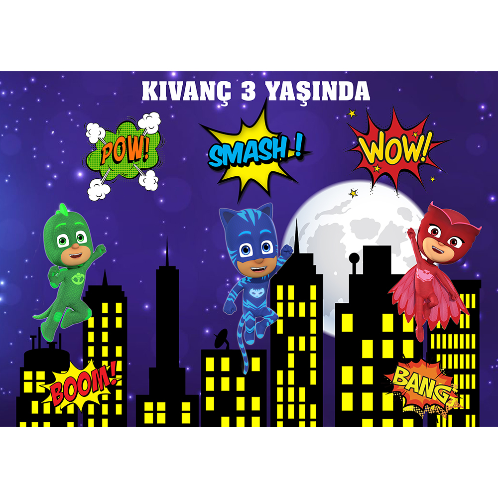 pjmask-yeni-afis Pijamaskeliler Konsept Doğum Günü Afişi