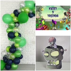 Plants vs. Zombies Konsept Mini Butik Parti Seti – Zincir Balonlu