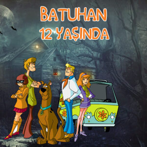 Scooby-Doo Karakterleri Temalı Kare Doğum Günü Afişi