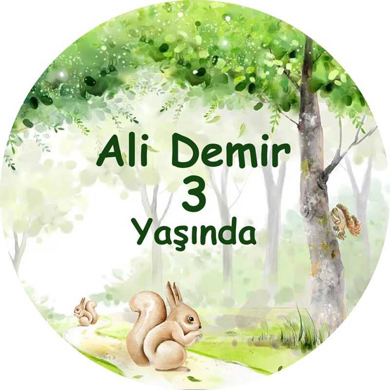 Woodland Sincap Temalı Yuvarlak Doğum Günü Afişi