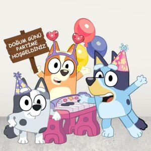 Bluey Ailesi Konsept Kişiye Özel Maket Pano – Ayaklı