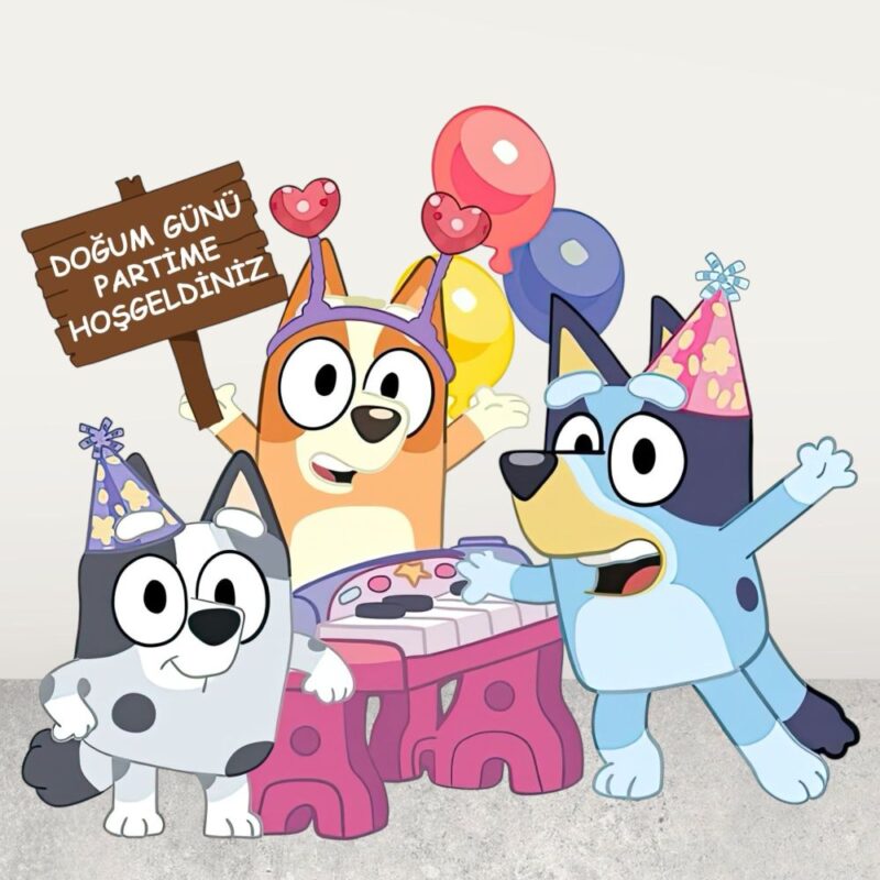 Bluey Ailesi Konsept Kişiye Özel Maket Pano – Ayaklı