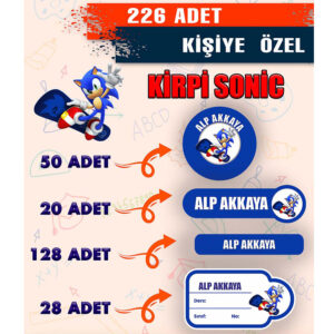 Kirpi Sonic İsimli Okul Etiketi