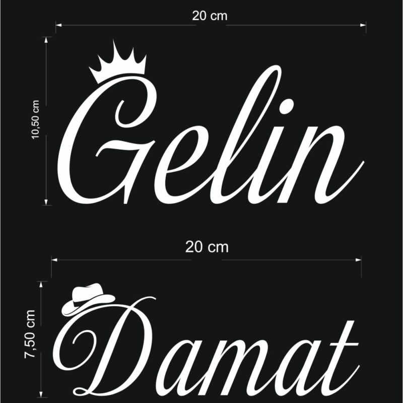 Düğün Arabası Gelin Damat İsim Etiketi