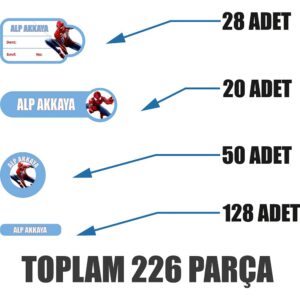 Örümcek Adam Spiderman İsimli Okul Etiketi
