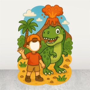 Dinozor Volkan Macerası Fotoğraf Çektirme Maket Pano - Ayaklı