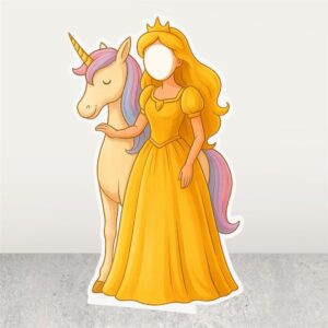 Prenses Unicorn Fotoğraf Çektirme Pano Maket - Ayaklı