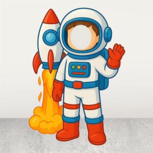 Roket Fırlatma Astronotu Fotoğraf Çektirme Maket Pano - Ayaklı