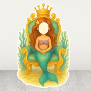 Taçlı Deniz Kızı Fotoğraf Çektirme Pano Maket - Ayaklı