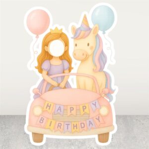 Unicorn Doğum Günü Fotoğraf Çektirme Pano Maket - Ayaklı