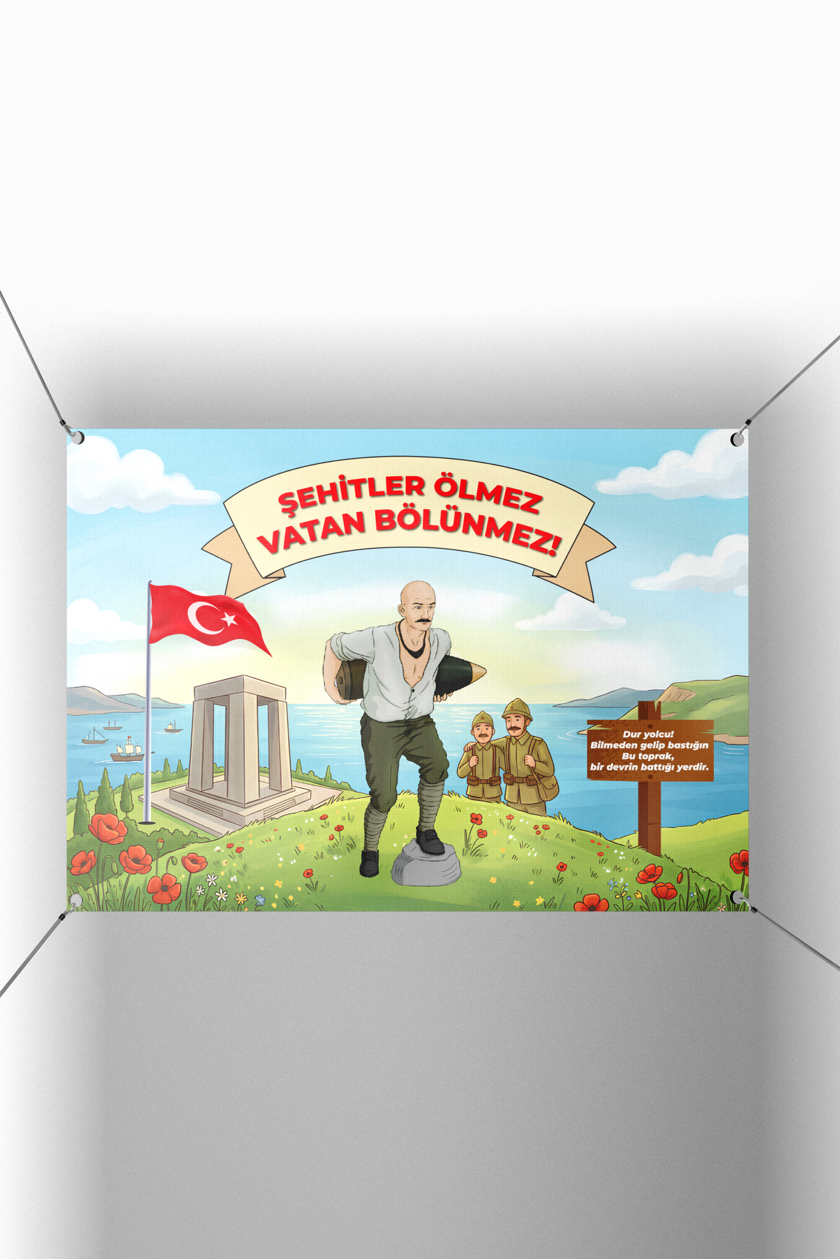 Şehitler Ölmez Vatan Bölünmez Yazılı Branda - Afiş