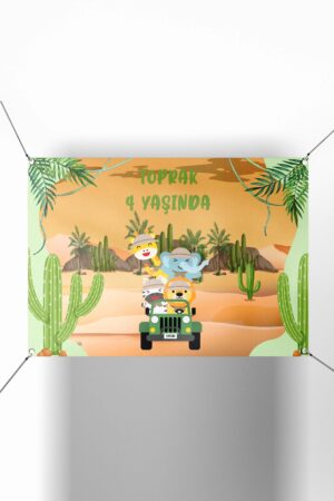 Safari Temalı Hayvan Figürlü Kişiye Özel Branda - Afiş