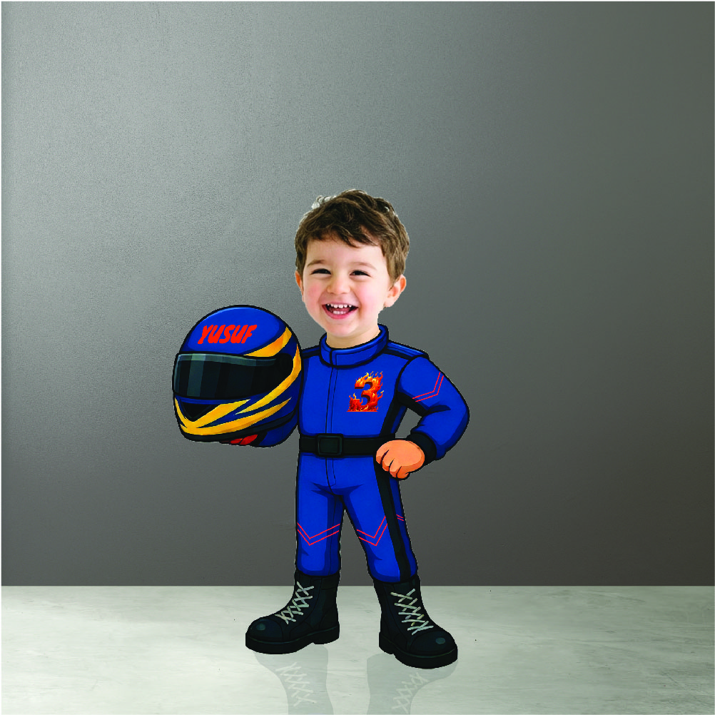 Fotoğraflı Yarış Kostümlü Çocuk Maket - Ayaklı - Görsel 2