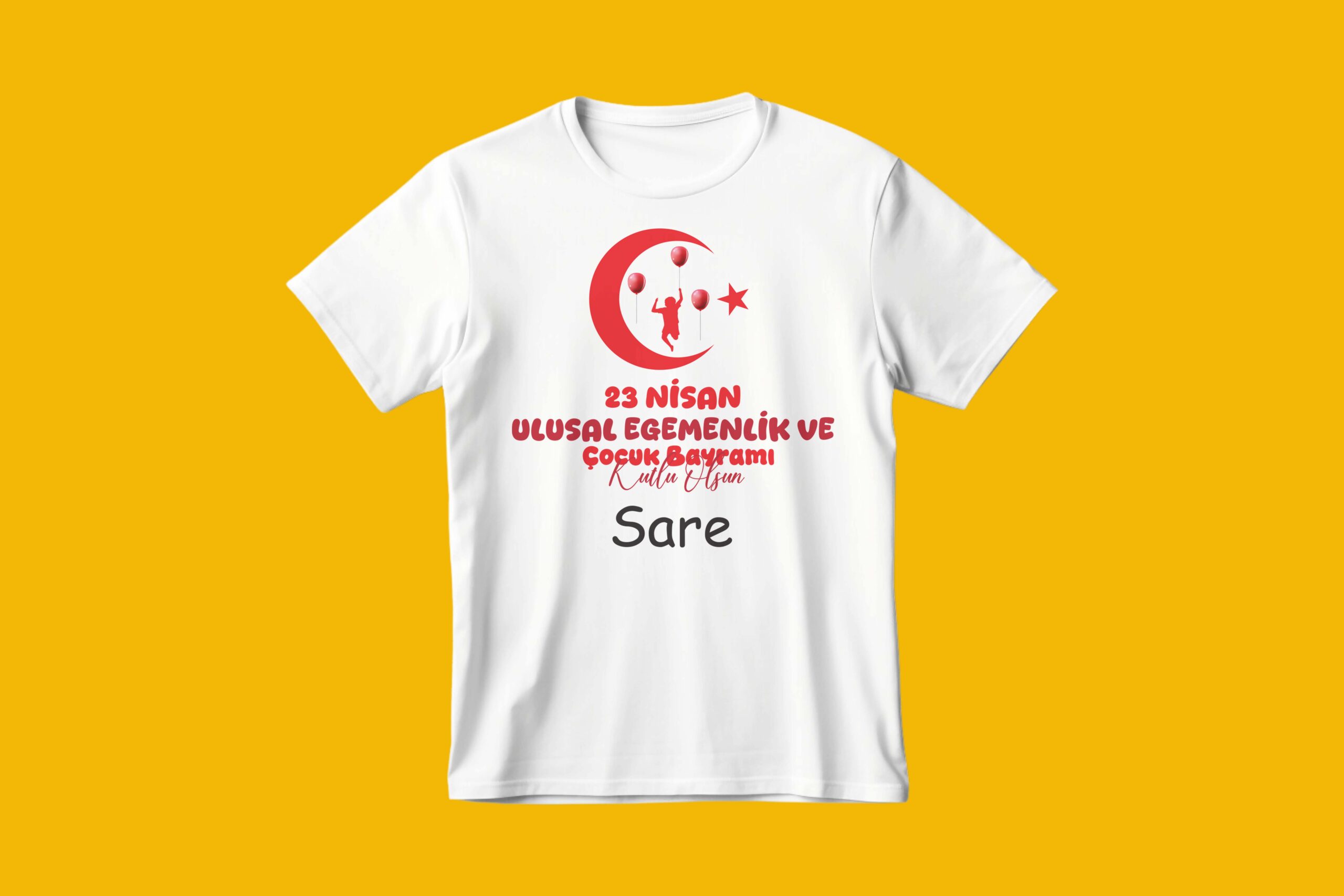 Ay Yıldız 23 Nisan Kişiye Özel Baskılı Tişört