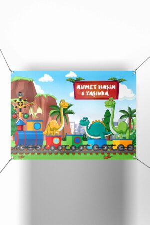 Dinozor Treni Temalı Kişiye Özel Branda - Afiş
