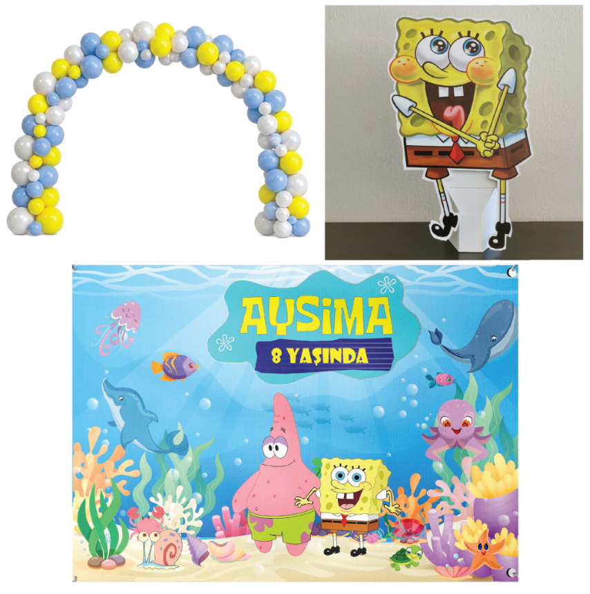 Sünger Bob Deniz Konsept Mini Butik Set - Zincir Balonlu