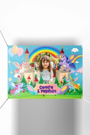 Unicorn Konsept Fotoğraflı Parti Afişi