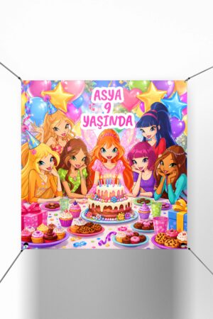 Winx Club Konsept Kare Doğum Günü Afişi