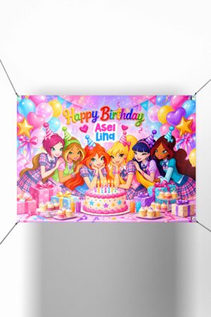 Winx Club Konsept Dikdörtgen Doğum Günü Afişi