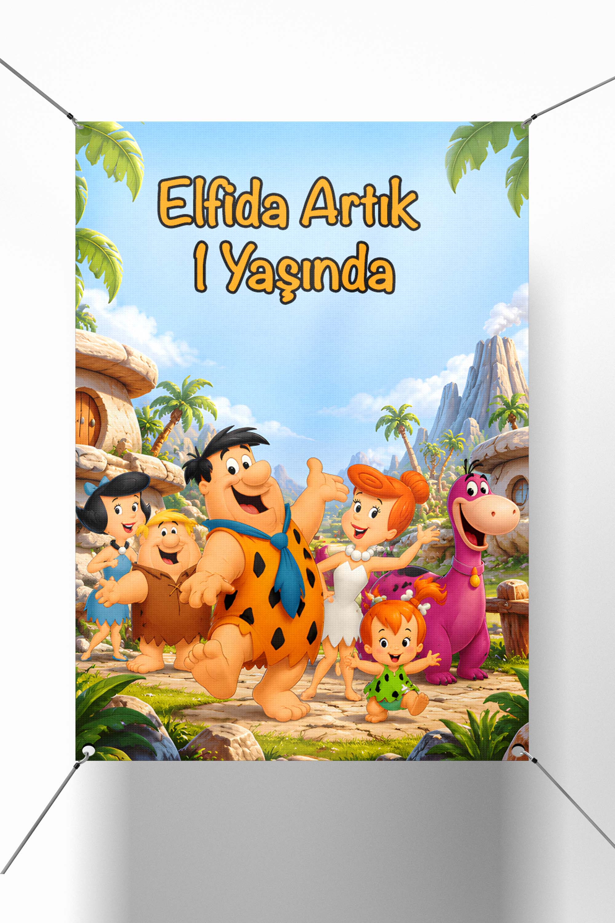 Çakıl Konsept Taş Devri Doğum Günü Parti Afişi